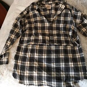 LF Furst of a Kind cropped distressed flannel black and white one size